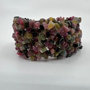 Multi Colored Genuine Tourmaline Bead Stretch Bracelet